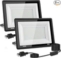 2-Pack 200W LED Flood Light Outdoor, 20000LM Bright Plug-in Flood Lights with Switch, IP66 Waterproof Exterior Security Lights, LED Work Light for Garage, Yard, Garden, Playground, Stadium, Arena