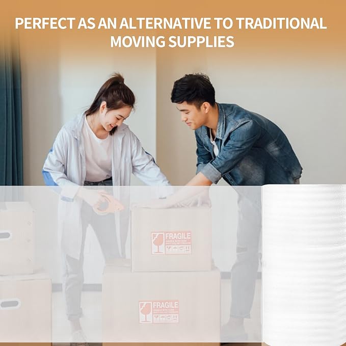 XYH Packing Foam Rolls, 15 "Wide X 80' Length Packing Foam Moving, Shipping, Glasses, China, Dishes, Stuffing of Carton, with 60 Pcs Fragile Stickers.