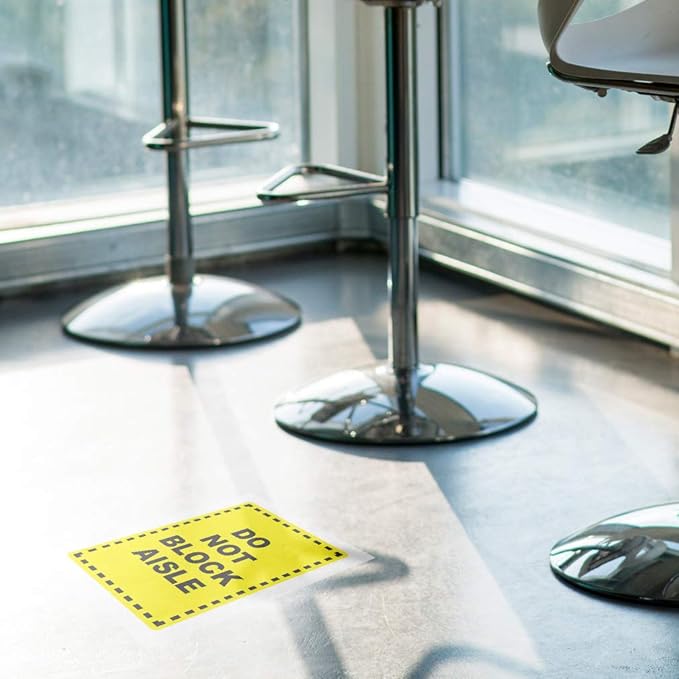 Do Not Block Floor Decals Aisle Yellow Anti-Slip Vertical Shape Lifestyle Industrial Door Signs Stickers 17Inches Longer Side