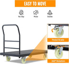 Extra Large Platform Truck Cart, 47 X 24 Dollies Cart, Heavy Duty Push Cart Dollies with 2500 LBS Capacity, Foldable Flat Cart Hand Trucks with 5" Swivel Wheels