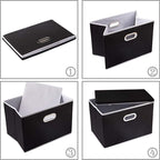 PRANDOM Foldable Storage Box with Lid [1-Pack] Fabric Collapsible Storage Bin Organizer Container Basket Cube with Cover for Home Bedroom Closet Office Nursery Black (14.9x9.8x9.8)