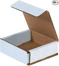 Secure Seal Shipping Boxes - 3x3x1" Mailers - White Foldable Corrugated Cardboard Packaging for Mailing, Moving, Storage, and Organizing - Strong Lightweight Foldable (Bulk 50 Pack)