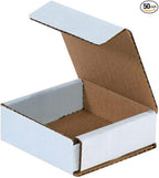Secure Seal Shipping Boxes - 3x3x1" Mailers - White Foldable Corrugated Cardboard Packaging for Mailing, Moving, Storage, and Organizing - Strong Lightweight Foldable (Bulk 50 Pack)