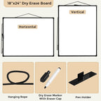 MaxGear White Board for Wall 24" x 18", Double Sided Dry Erase Board, Magnetic White Board Hanging Whiteboard for Home, School, Office, Black Frame