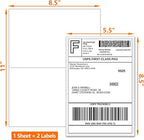 SJPACK 8000 Half Sheet Laser/Ink Jet Shipping Labels Mailing Labels 5-1/2" X 8-1/2"