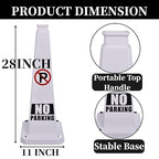 BESEA No Parking Cone 3 Pack, 28" No Parking Sign Cone with Weighted Base, White 4-Sided “ NO Parking” Warning Cone for Driveways Business Parking Lots Garages Indoor/Outdoor