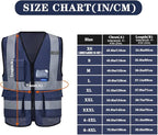 navy blue safety vest with zipper pockets