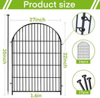 ADAVIN Garden Fence Animal Barrier with Gate 32 in(H)×35 Ft(L) 16 Panels,Rustproof Metal Wire Tall Fencing Border for Dogs Rabbits,Outdoor no dig pet Fences,Black Flower Edging for Yard,Arched