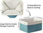 TheWarmHome Storage Bins - Large 3 Pack 15.7x11.8x8.3 in Fabric Storage Baskets for Organizing Shelves | Large Basket Closet Organizer for Home Decor Shelf Baby Toy Laundry (White & Green)