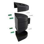 Crowd Control Warehouse - CCW Series WMB-220 Fixed Wall Mount Retractable Belt Barrier - 15 Foot, Black Belt with Black ABS Case, Crowd Control Barriers