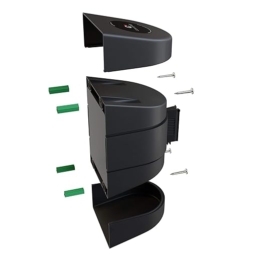 Crowd Control Warehouse - CCW Series WMB-220 Fixed Wall Mount Retractable Belt Barrier - 15 Foot, Caution Do Not Enter Belt with Black ABS Case