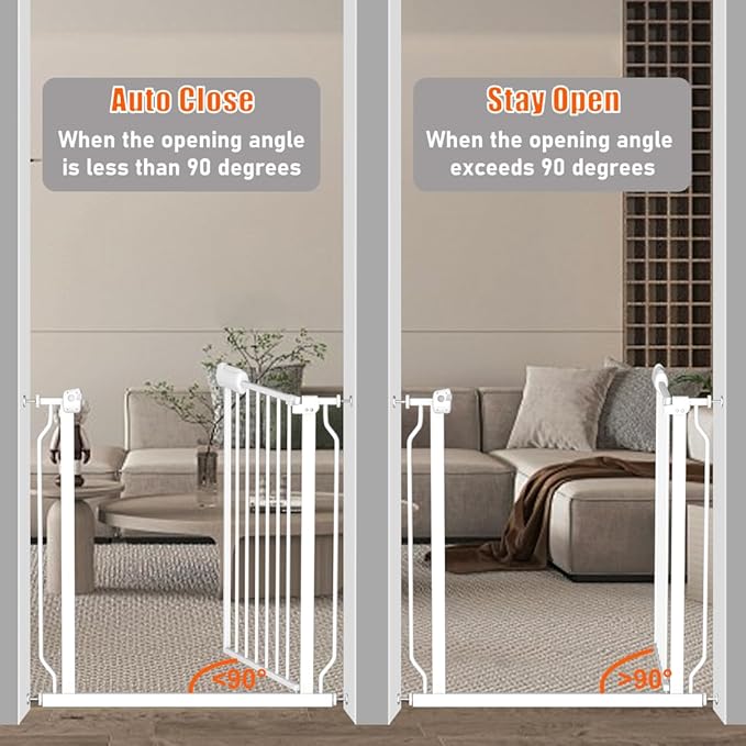 Fairy Baby Baby Gate for Doorways Stairs Hallway 34-38.5 Inch Wide, Walk Through Child Gates with Pressure Mounted Extention Kit, Indoor Safety Child Gates for Kids or Pets