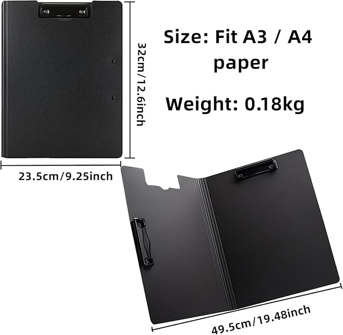 Clipboard Folder, 6 Pack A4 Foldable Clipboards File Folder Flip Writing Pad for Memo Form Document & School Office Work - Black