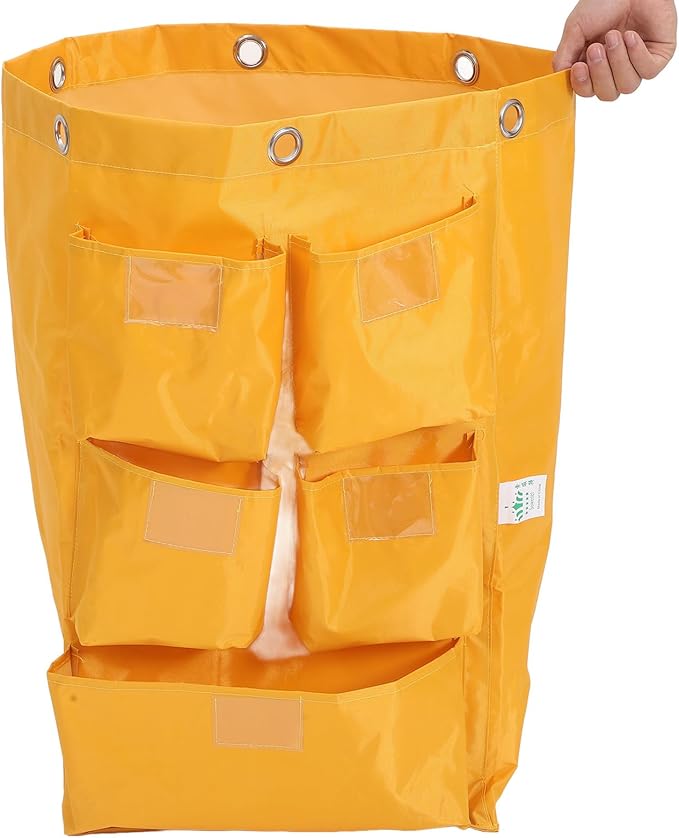 Waterproof Cleaning Trolley Bag with 5 Pockets Heavy-Duty Canvas Janitorial Storage Bag for Housekeeping Cart for Hotel and Commercial Use