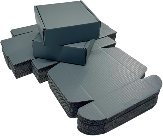 15 Pcs 4.7 x 4.7 x 1.6 Inches Mini Size Corrugated Cardboard Gift Boxes Recyclable Shipping Boxes for Packing Jewelry Ornament Gift Craft Packaging Supplier (Dark Gray, 4.7 x 4.7 x 1.6")
