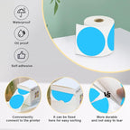 3 X 3 Inch Color Coding Dot Labels Circle Thermal Printable Waterproof 500 Pcs Round Stickers Adhesive Writable for Office, Home, Garage, DIY Sticker, Barcodes, Name Tag, Sky Blue