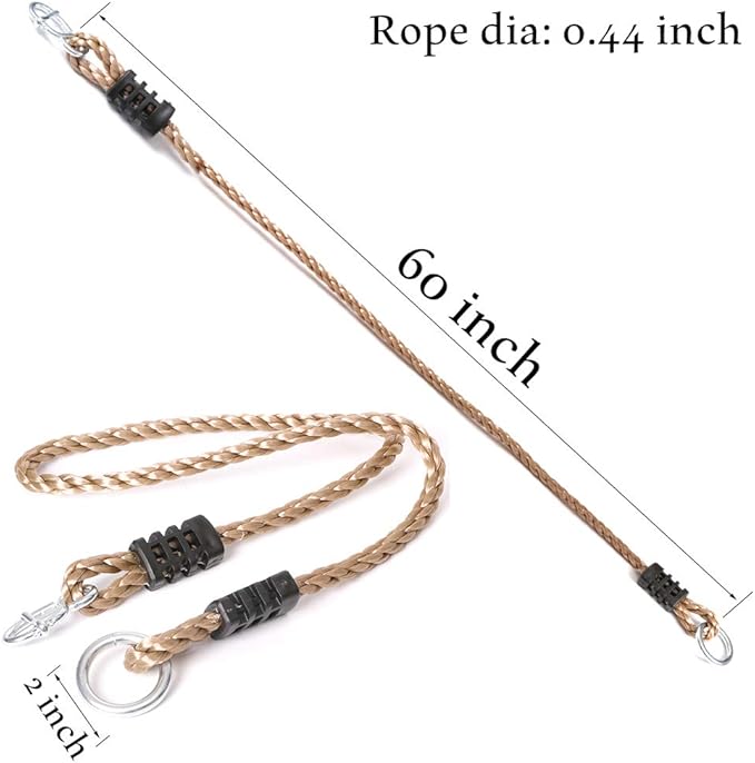 Set of 2 Tree Swing Nylon Ropes Indoor Outdoor Adjustable Hammock Swinging Chair Straps Hanging Kit for Adjustment or Extension - Holds to 700lbs (60 inch, Brown)