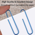 Vinaco Blue Jumbo Paper Clips, 100 Pack, 2 Inch (50 mm), Durable & Rust Resistant, Great for Office, School and Personal Use