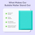 Teal 7.25x12 Inch Poly Bubble Mailers #1 | Self Seal Padded Envelopes | Air Cushioned Bubble Mailer | Usable Size 7.25x11 Inch | 100 Pack Bulk | Waterproof | Lightweight Mailing Shipping Bags