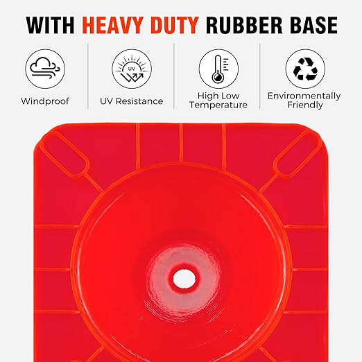 Traffic Safety Cones 18 Inch 8 Pack - Orange Road Parking Cones with Reflective Collars, Heavy Duty PVC Construction Cone Structurally Stable for Road Parking, Traffic Control, Driveway