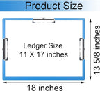 Acocony 11x17 Clipboard Three Clip Super Tough Extra Large Clipboard PP Plastic Not Fragile 11 x 17 Clipping Board Blue Pack of 1