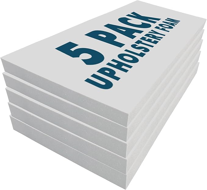 Foamma 7" x 30" x 72" High Density Upholstery Foam Cushion (Seat Replacement, Upholstery Sheet, Foam Padding) Made in USA, 5 Pack