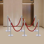 6 Packs Stanchions Posts, Stanchions Set Crowd Control Barriers with 4.9 ft Red Velvet Rope, Stanchion and Velvet Ropes Red Carpet Poles for Party Supplies