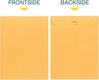 Clasp Envelopes – 9.5x12.5 Inches Brown Kraft Catalog Envelopes Letter Size -15 Pack - with Clasp Closure & Gummed Seal – 28lb Heavyweight Paper Envelopes for Home, Office, Business, Legal or School