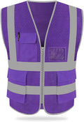 HYCOPROT High Visibility Mesh Safety Reflective Vest with Pockets and Zipper, Meets ANSI/ISEA Standards