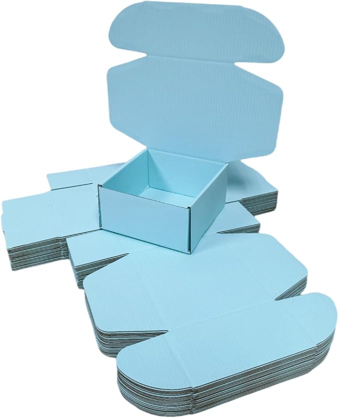 10 Pcs 9.8 x 9.8 x 4 inches Large Size Corrugated Cardboard Gift Boxes Recyclable Shipping Boxes for Mailing & Holidays, Wedding, Birthday, Gifts Packaging (Sky Blue, 9.8 x 9.8 x 4")