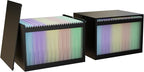 Bamboo Hanging File Boxes with Lids 2 Pack, File Organizer Box for Letter/Legal File, File Box with Hanging Folders Acrylic Light Easy Assembly File Storage Boxes for Home Office, Black