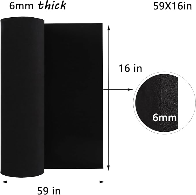 AMZQNART EVA Foam 6mm, Cosplay Foam 16x59 inch Black, High Density 90 kg/m³, for Craft Projects Cosplay Costumes, Fake Weapons, Decorations, Christmas, Easter, Thanksgiving, etc.