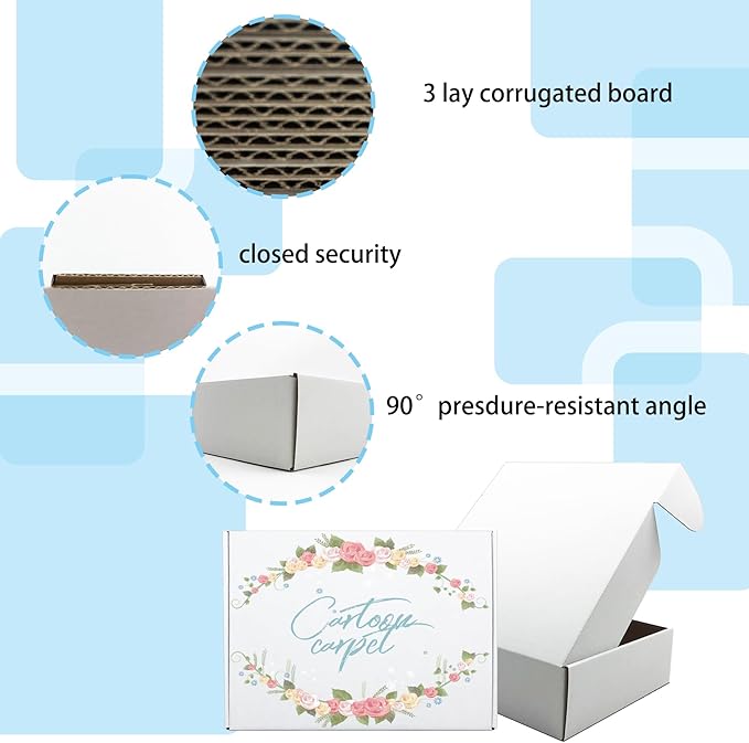 12x9x3 inch Shipping Boxes, White Corrugated Cardboard Box Literature Mailing Shipping Packaging Recyclable Storage Boxes and Craft Gifts Giving Products Business White Box Set of 20 (12''x9''x3'')