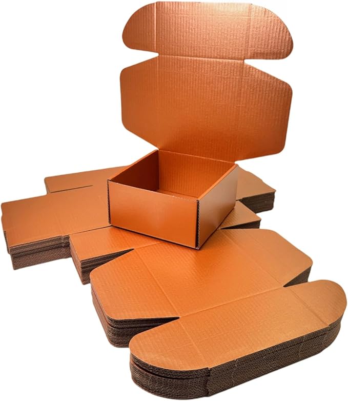 10 Pcs 9.8 x 9.8 x 4 inches Large Size Corrugated Cardboard Gift Boxes Recyclable Shipping Boxes for Mailing & Holidays, Wedding, Birthday, Gifts Packaging (Copper, 9.8 x 9.8 x 4")