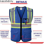 Hi Vis Reflective Safety Vest for Men Women with Multiple Pockets Mesh High Visibility Construction Work Vest,Meets ANSI/ISEA Standards(EK1-178-Blue-M)