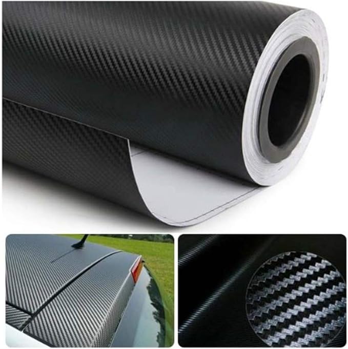 3D Black Carbon Fiber Vinyl Bubble Car Wrap Film Automotive DIY Decals (108" x 60" / 9 FT x 5 FT)