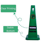 BESEA 4Pack No Parking Cone Green Caution 4 Sided No Parking Cone Reserved Parking