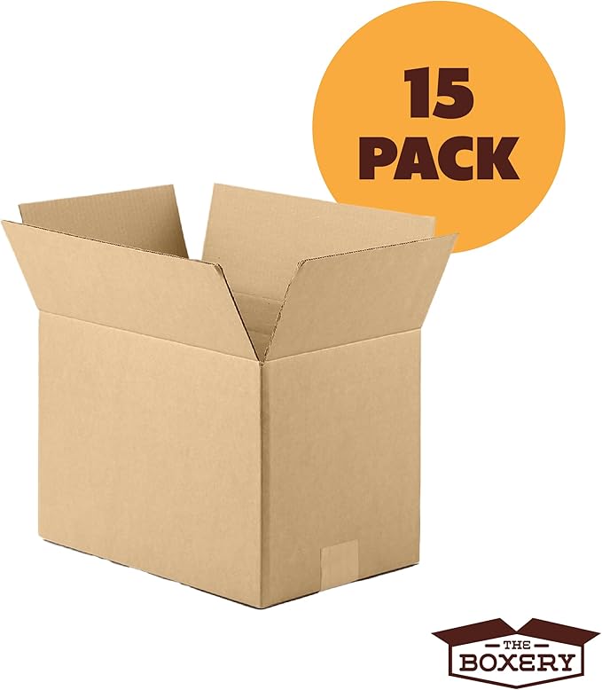 The Boxery Heavy-Duty Double Wall (ECT48) - 12"x12"x6" (15-Pack) | Corrugated Boxes for Shipping, Packaging, Moving, Storage Box for Home or Business, Strong Wholesale Bulk Boxes