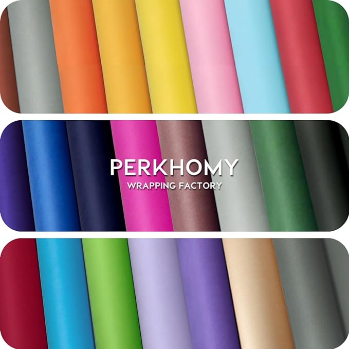 PerkHomy 17.8" x 1,440" (120') Purple Kraft Paper Roll for Craft Bulletin Board Paper Art Table Covering Crafting Gift Wrapping Bouquet Packing Parcel 80GSM 55LB (Purple, 17.8" x 120')