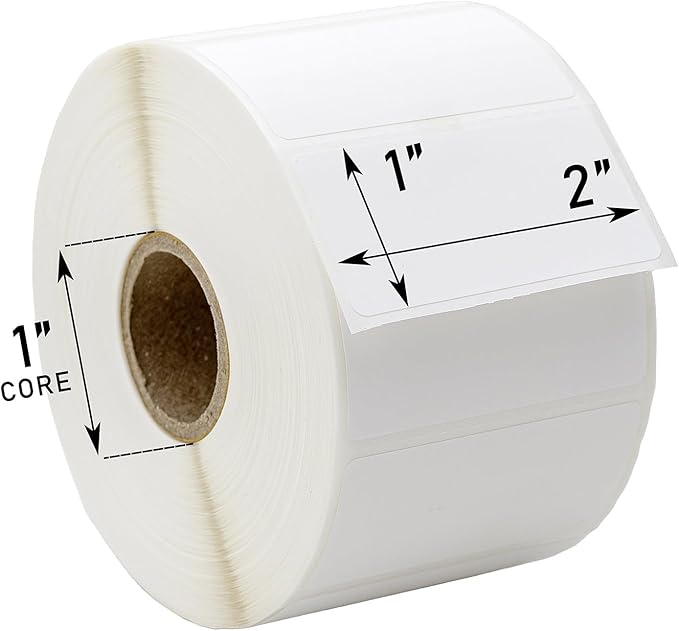 HOUSELABELS 2" x 1" Barcode Labels in Polypropylene Compatible with Zebra and Rollo Printers, 28 Rolls / 1,300 Labels per Roll