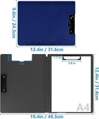 2 Pack Foldable Clipboards, A4 Office Clipboard Folder with Double Metal Clips, 360 Degree Foldable Binder Clipboard with Pen Holder, File Cover Work Folder Clipboards, White Blue