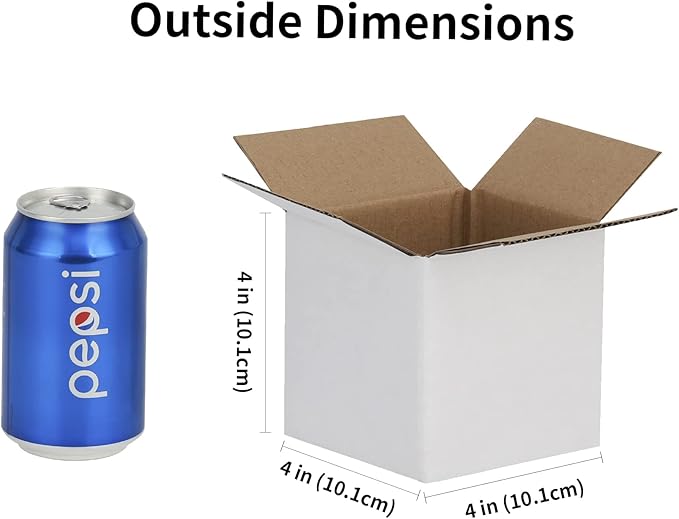 4x4x4 inches Shipping Boxes 50 Pack, Kraft Corrugated Small Cardboard Boxes for Mailing Packing, White