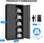 Metal Garage Storage Cabinet with Lock, 71" Tall Steel Storage Locker with 4 Adjustable Shelves, Heavy Duty Metal Cabinet for Garage, Office, Home, 31.5”W × 16.5”D, Black