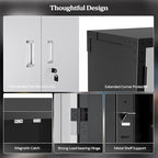 VINGLI 72'' Tall Garage Storage Cabinet, Metal Storage Cabinet with Wheels, Locking Doors and Adjustable Shelves (Black & Silver, 32''W x 16''D x 72''H)
