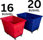 Commercial 20 Bushel Utility Cart with Steel Base, Poly Box Basket Truck, Laundry Cart, and Rolling Trash Bin, 51.5-Inch x 35.5-Inch x 36-Inch, 1000 Pound Weight Capacity, Gray