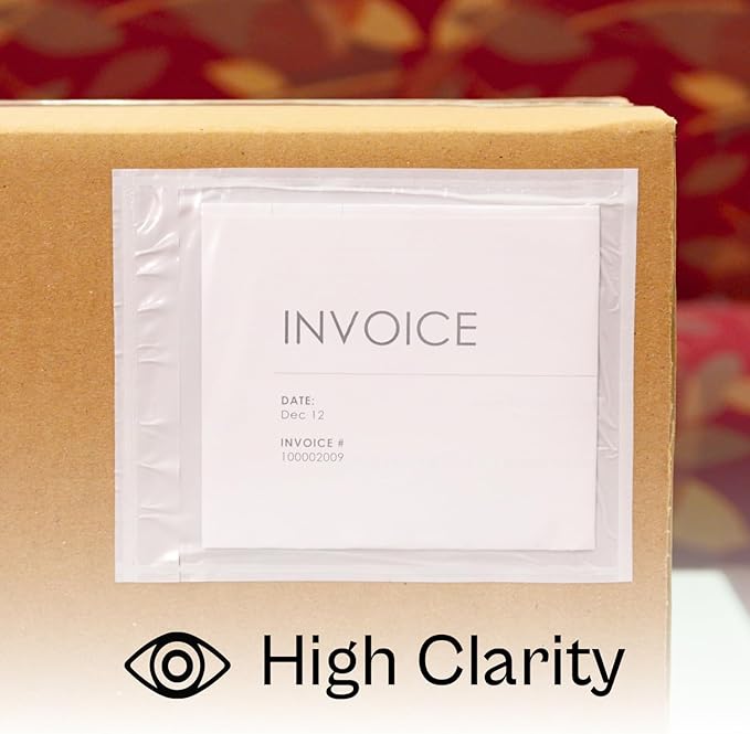 (500) 10" x 12" Clear Packing List Envelope Back Load Plain Face