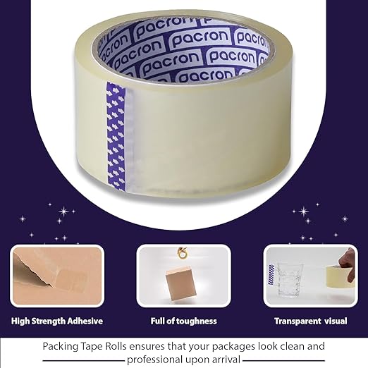 Clear Packing Tape - 12 Heavy-Duty Wrapping Tape - 110-Yard Length, 1320 Total Yards 1.88-Inch Wide Strong Adhesive Rolls for Moving Boxes, Office Packaging, Storage Organization & Warehouse Shipping