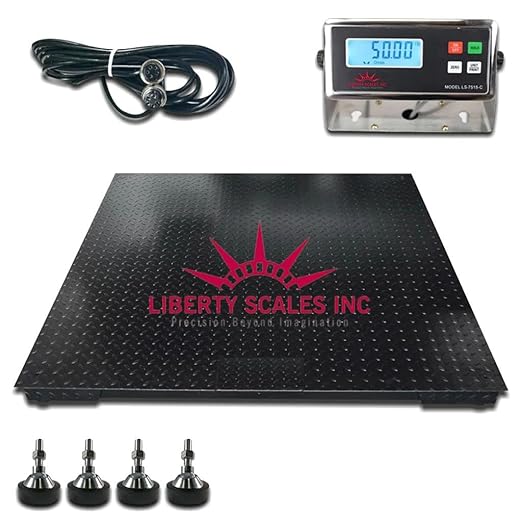 Liberty LS-4040-2.5k-NN 40" x 40" Industrial Floor Scale with Indicator Warehouse Pallet Scale | 2500 lbs x 0.5 lb