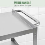 Hally Stainless Steel Utility Cart 3 Tier NSF Commercial Heavy Duty Metal Mobile Food Rolling Cart with Handle and Wheels for Kitchen, Restaurant, Hospital, Laboratory and Home, 24" L x 16" W x 34" H