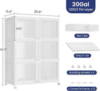 90Gal Plastic Stackable Storage Bins with Lid, 360Qt Collapsible Closet Organizer and Storage, Folding Storage Box with Wheels and Clear Doors for Home Kitchen Office Dorm Room, 3Pack White
